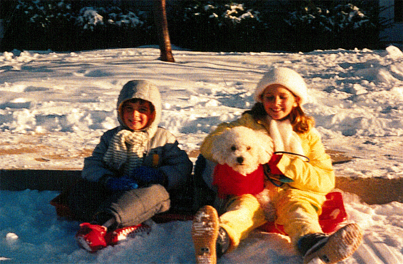 Kids in a pile of snow