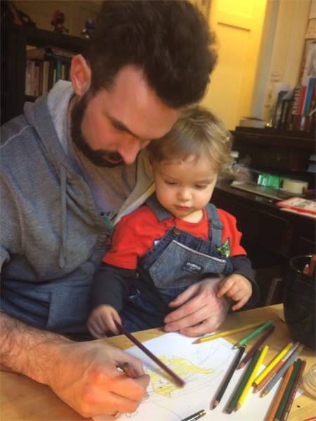 Doogie Horner Drawing with Son