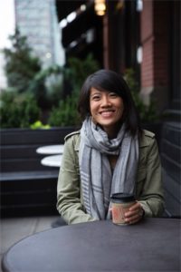 A person sitting on a bench