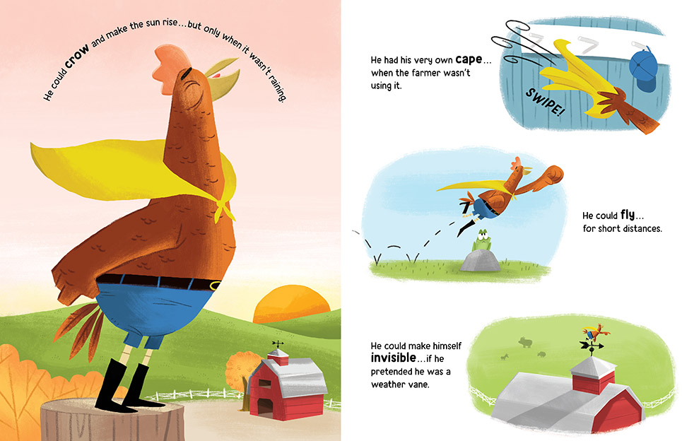 Illustration Super Rooster Saves the Day