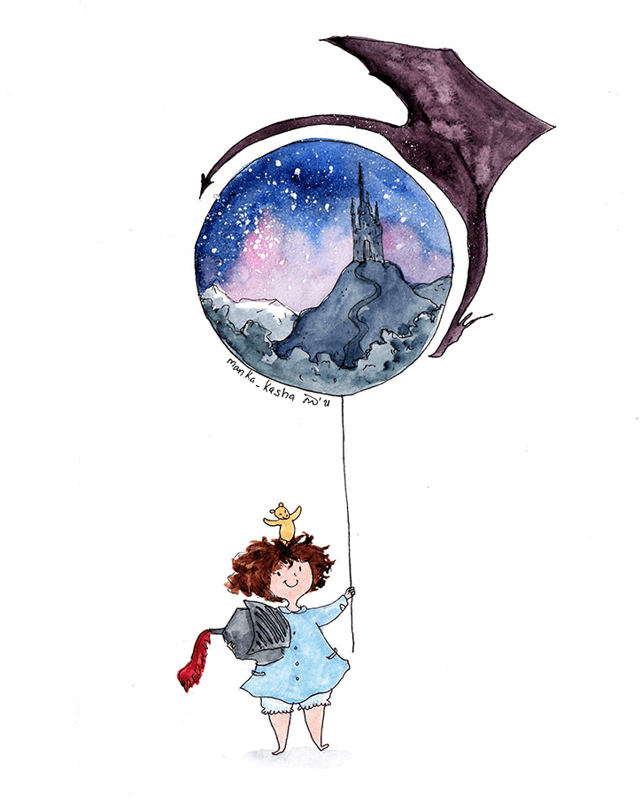 Small Knight and the Anxiety Monster Illustration