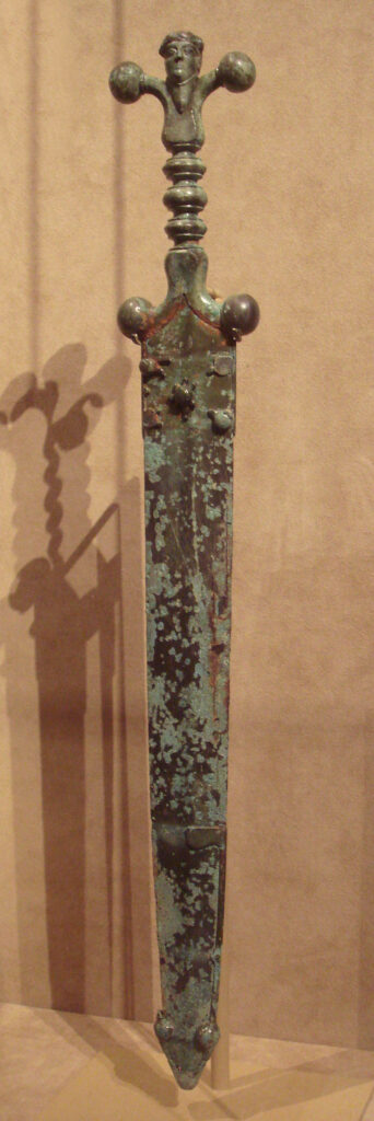 Celtic sword and scabbard circa 60 BCE: https://commons.wikimedia.org/wiki/File:Celtic_sword_and_scabbard_circa_60_BCE.jpg