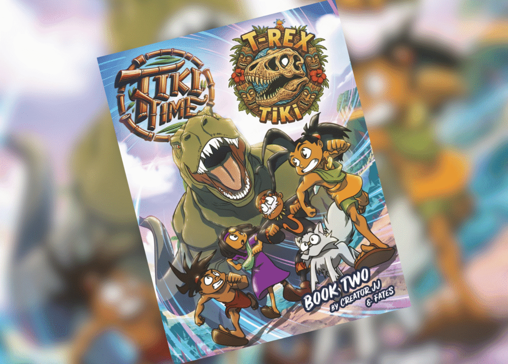 Tiki Time T-Rex Tiki Header | The Children's Book Review