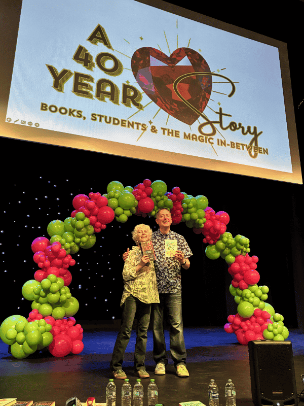 Image of authors Kate DiCamillo and John Schu at the Shenandoah Children's Literature Conference