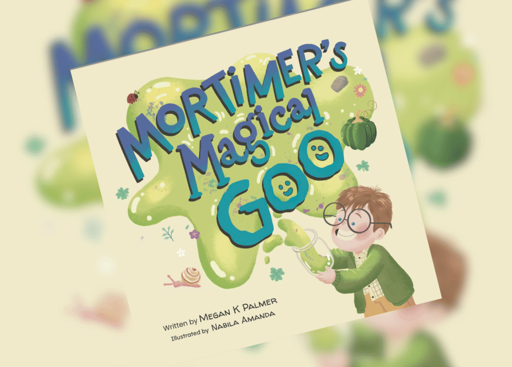 Mortimers Magical Goo Header | The Children's Book Review Cover of a children's book titled 'Mortimer's Magical Goo 100' featuring a smiling boy with glasses examining green slime.